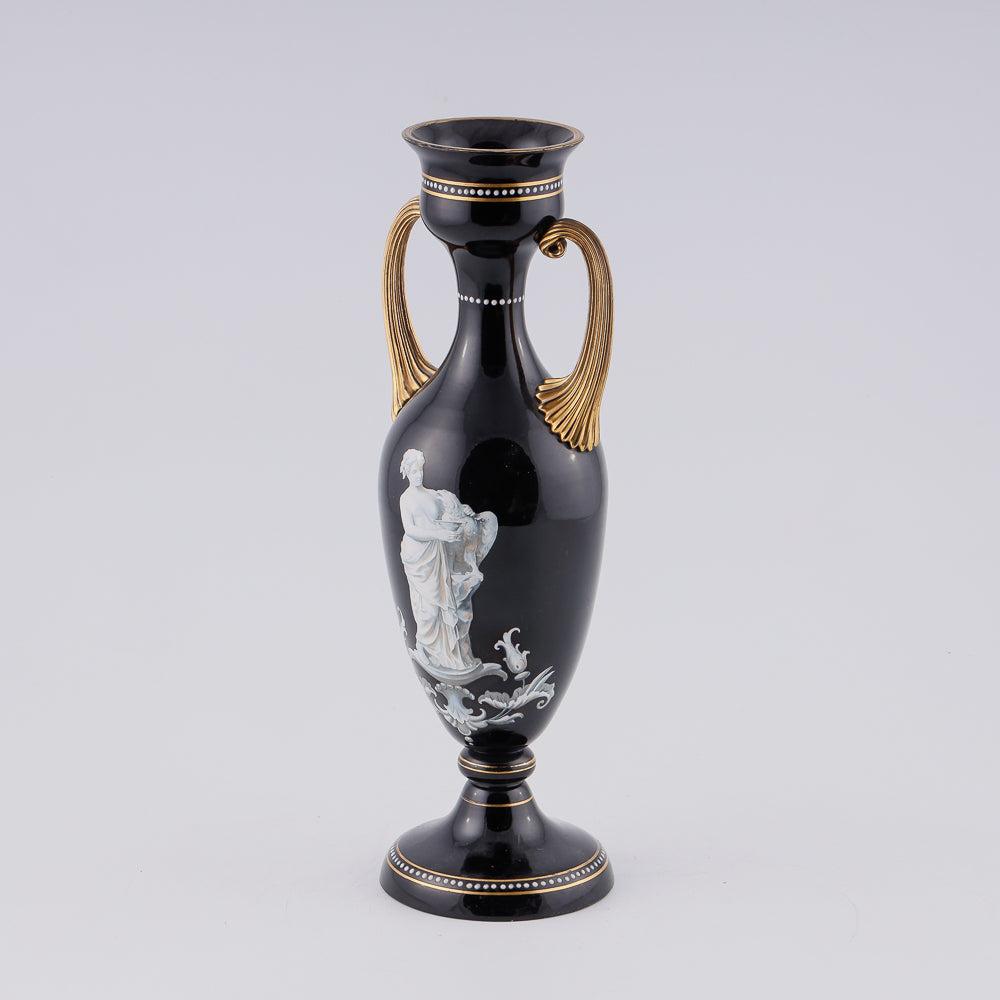 Exquisite antique amper in black glass