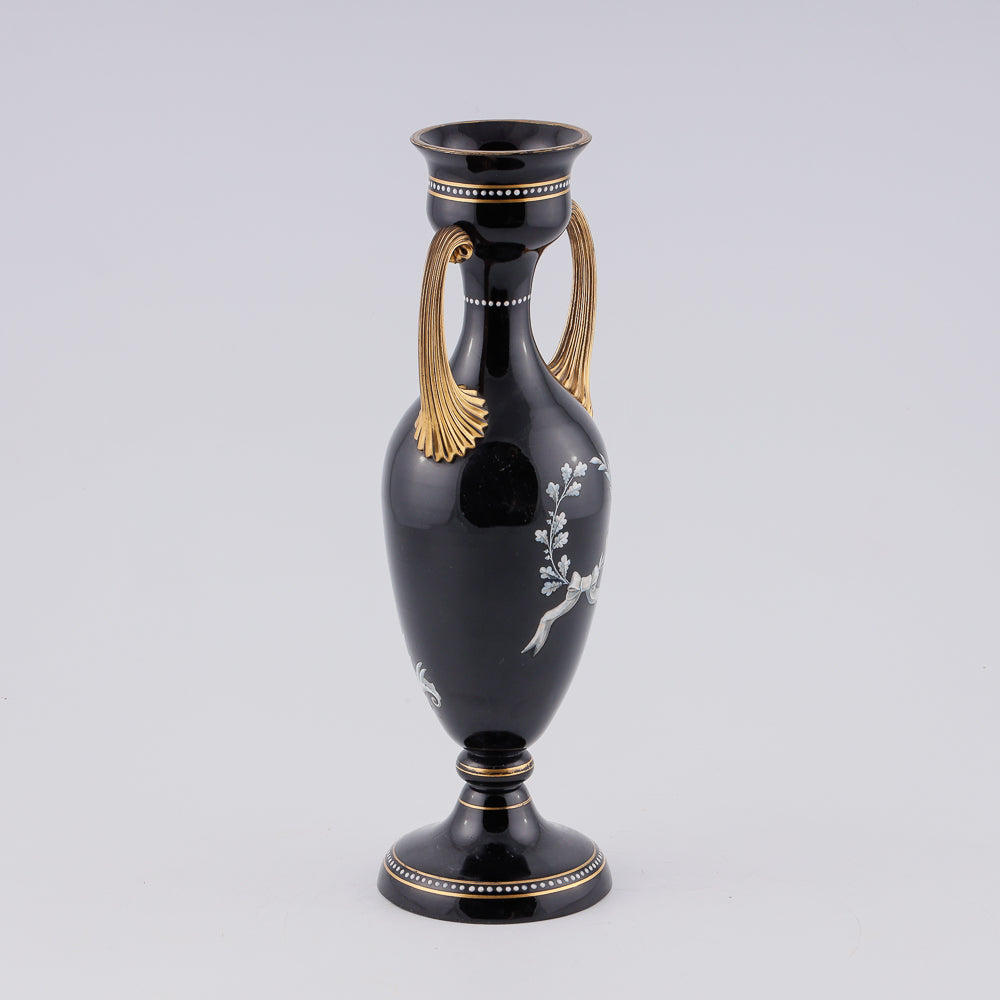 Exquisite antique amper in black glass