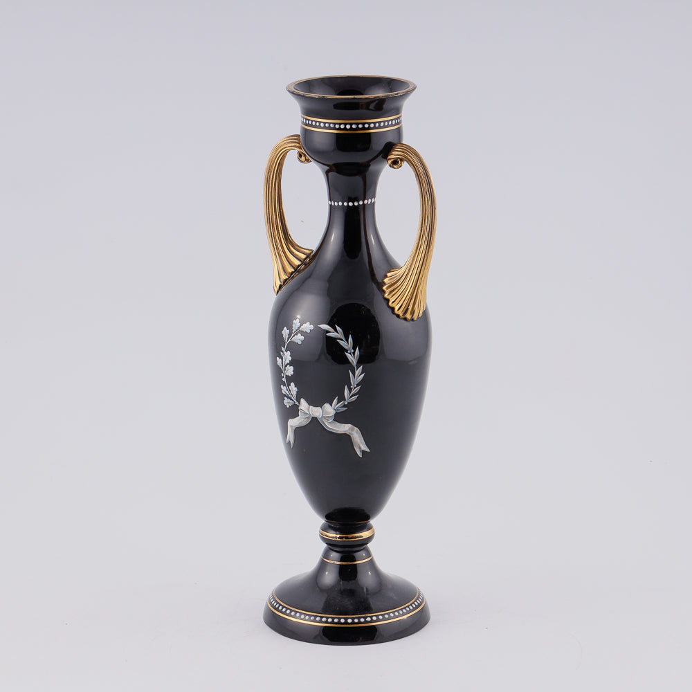 Exquisite antique amper in black glass