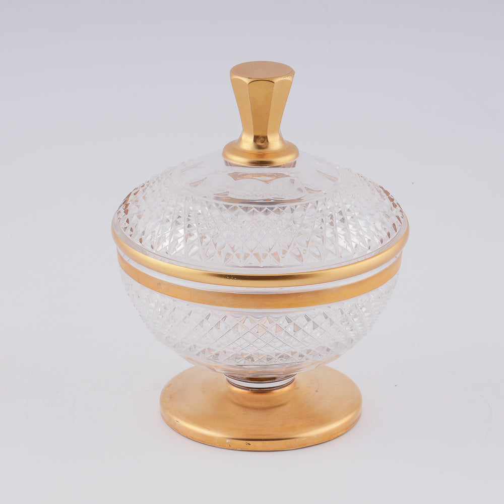 Antique crystal bowl in a gold plated setting