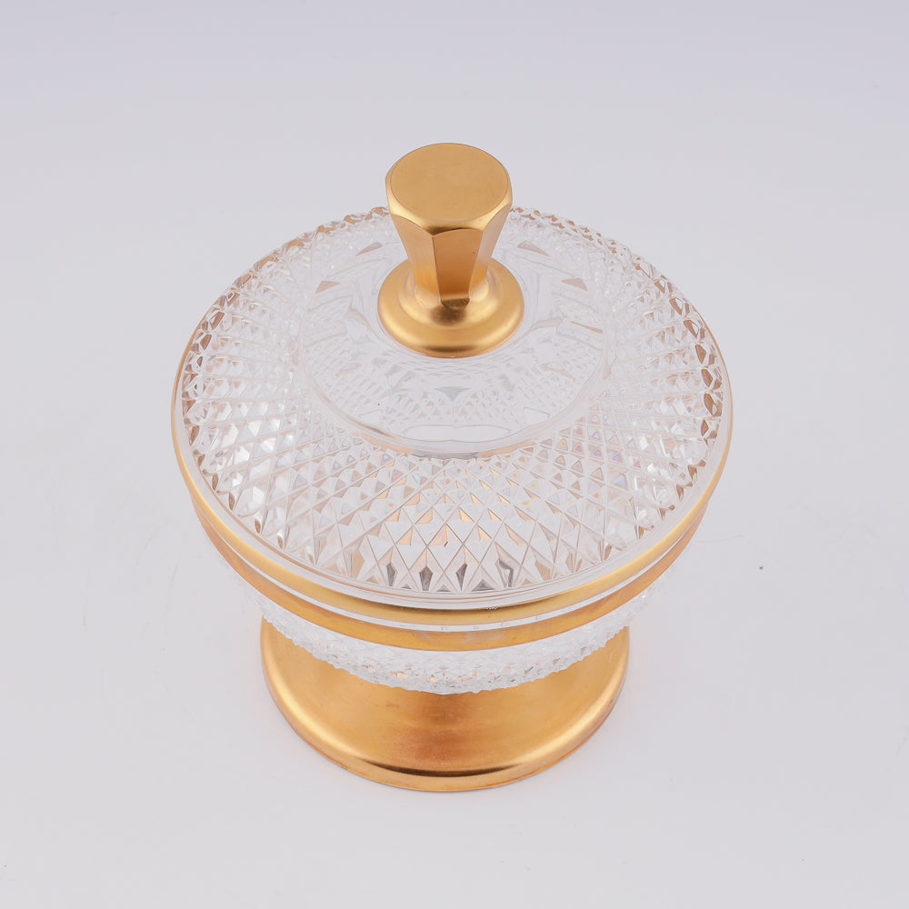 Antique crystal bowl in a gold plated setting