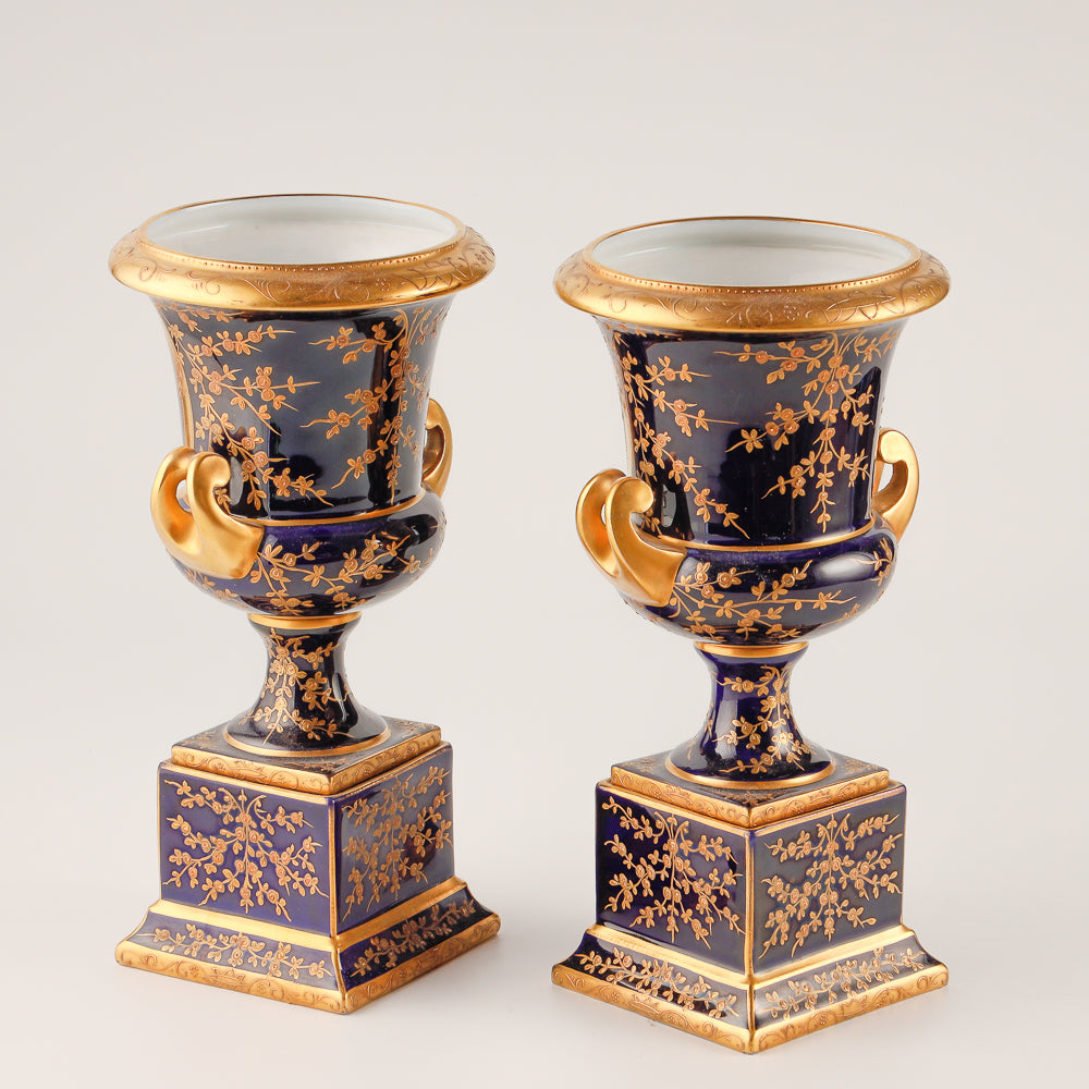 Pair of 19th century cobalt blue Royal Vienna vases