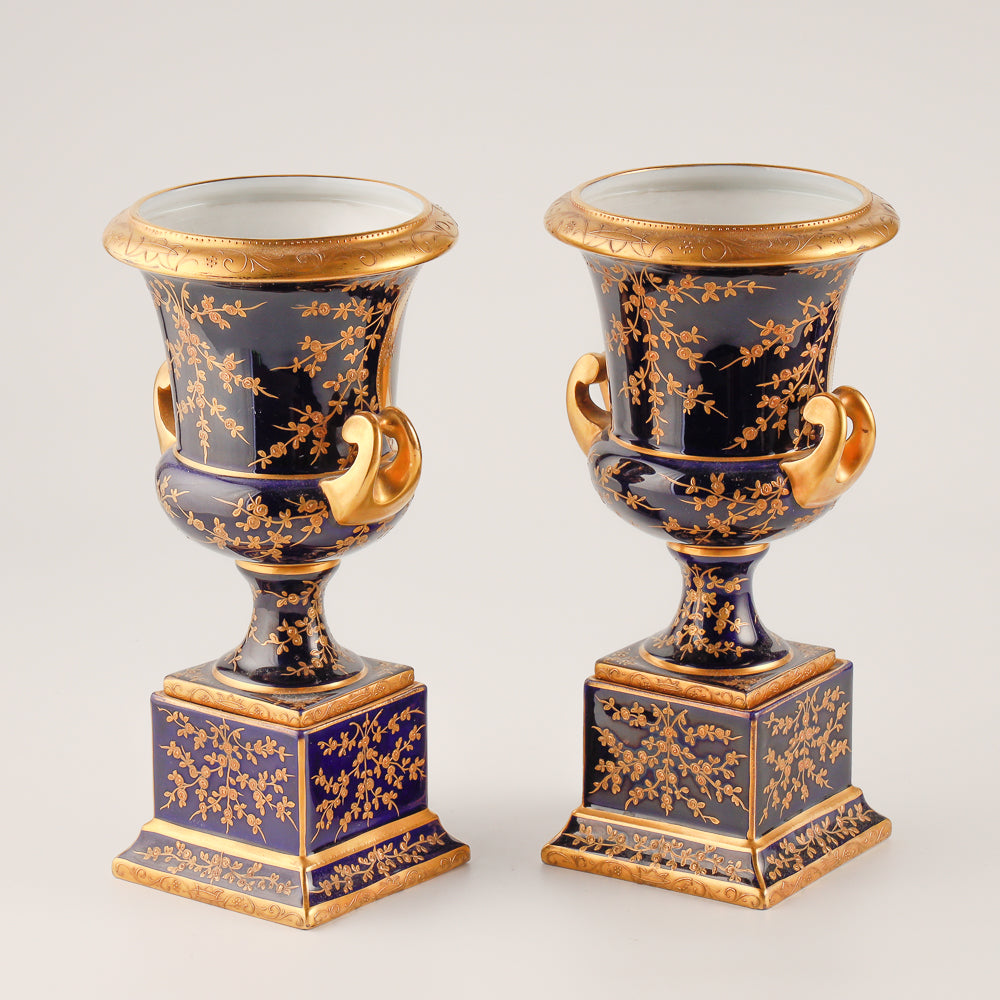 Pair of 19th century cobalt blue Royal Vienna vases