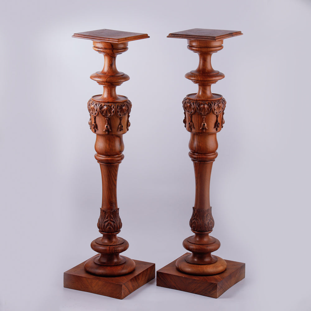 Pair of antique wooden consoles with rocaille motifs