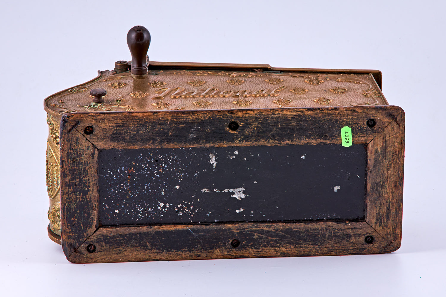 Antique portable brass cash register signed “The national cash register PAYTON O. U.S.A.” by “National”