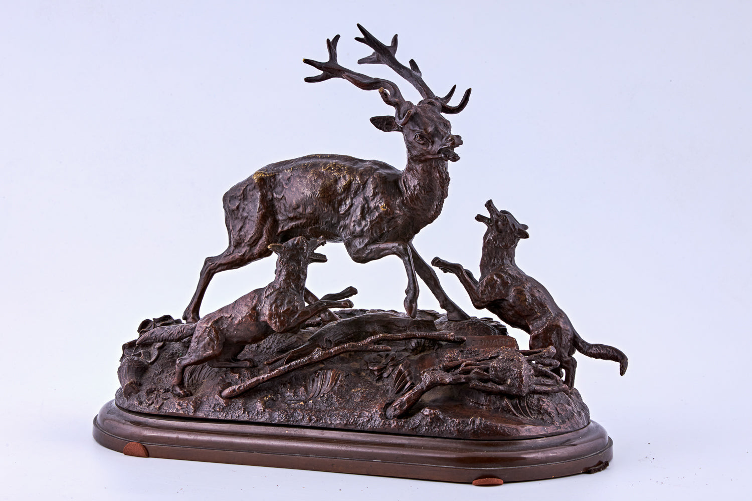 Patinated bronze sculpture of a Hunt scene