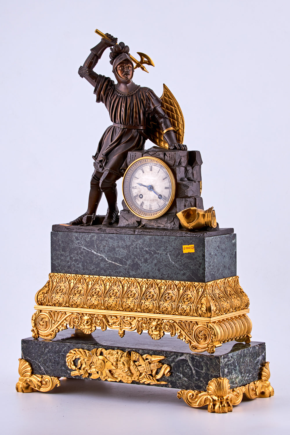 French Neoclassical clock with a gilt bronze figurine of a knight