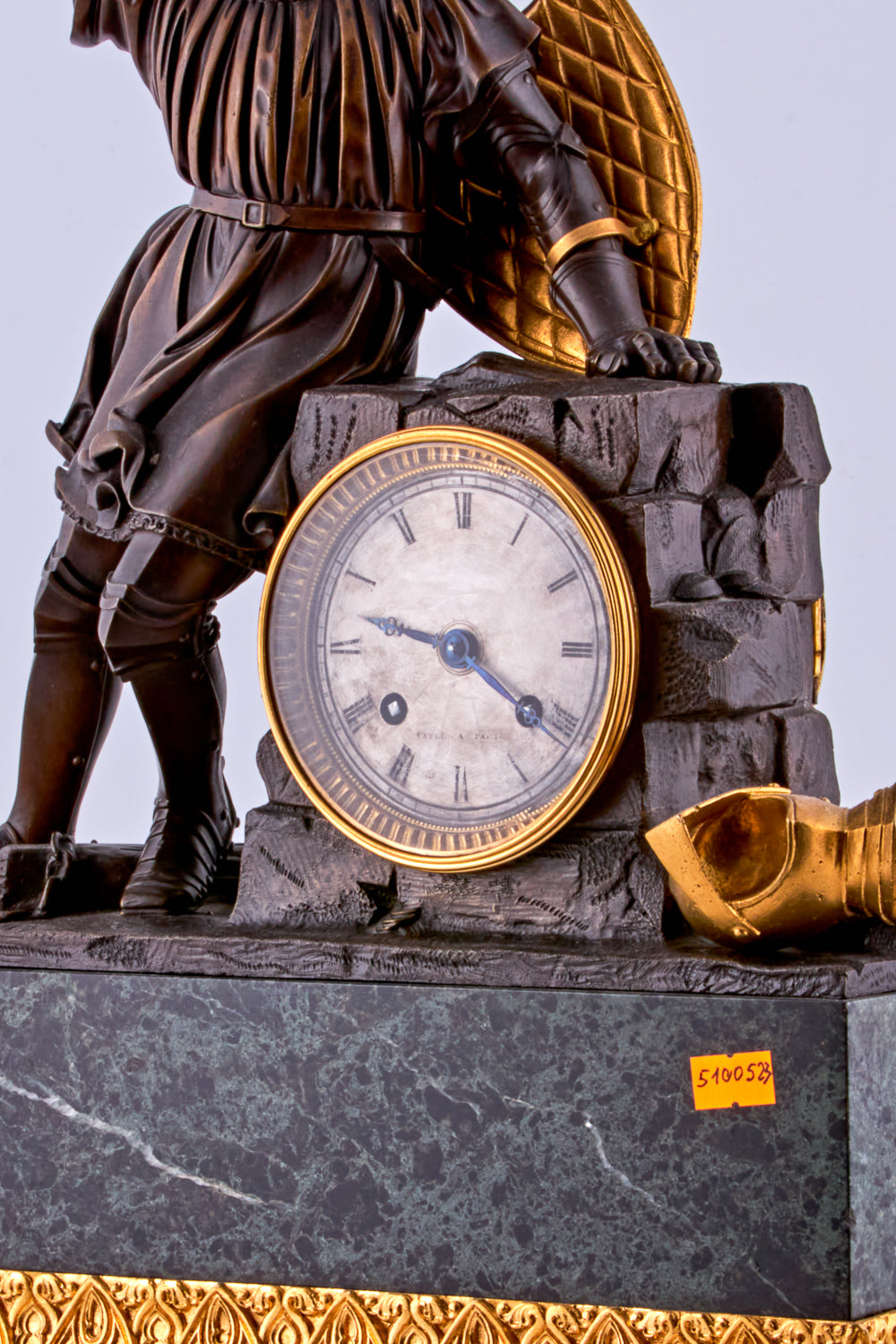 French Neoclassical clock with a gilt bronze figurine of a knight