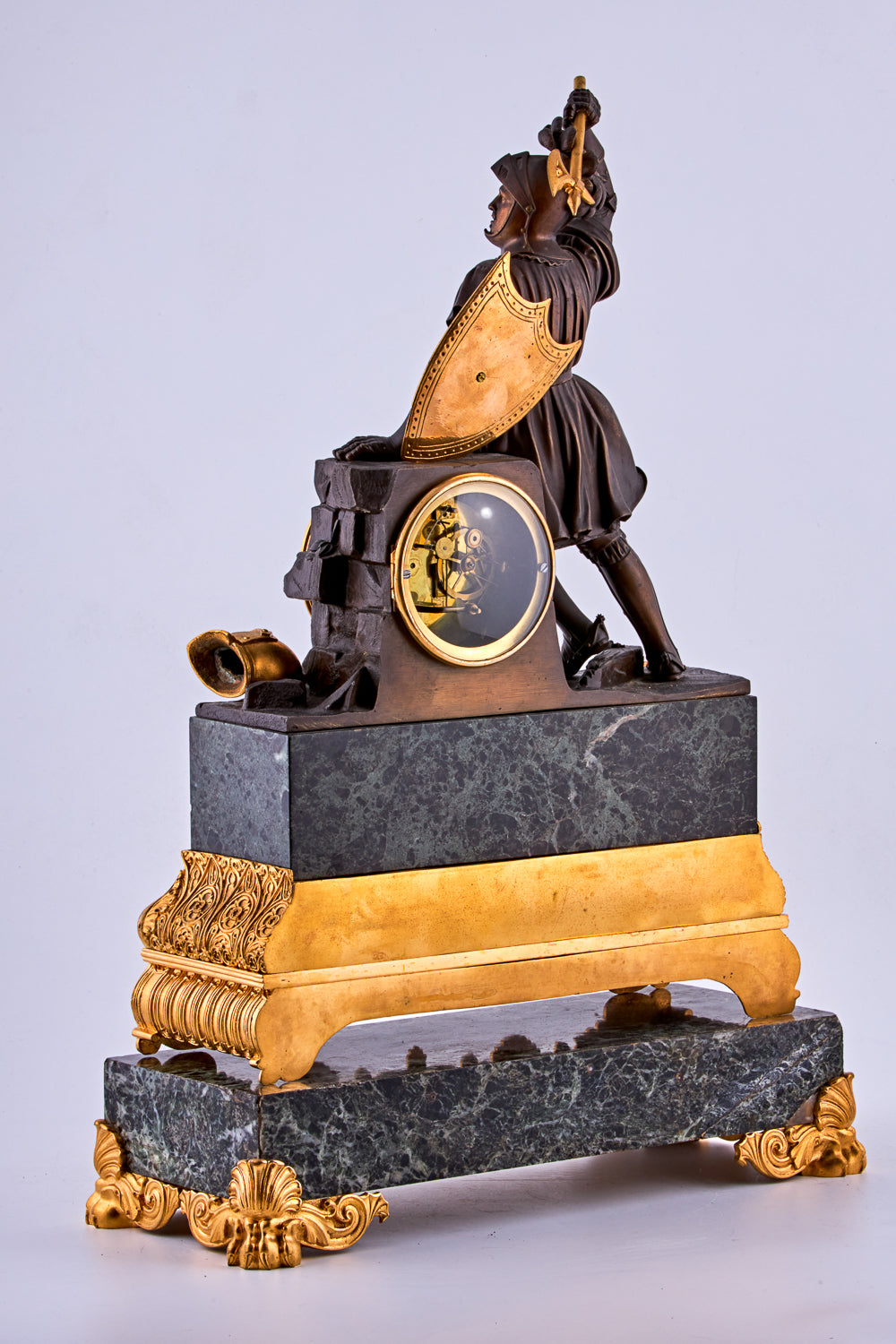 French Neoclassical clock with a gilt bronze figurine of a knight