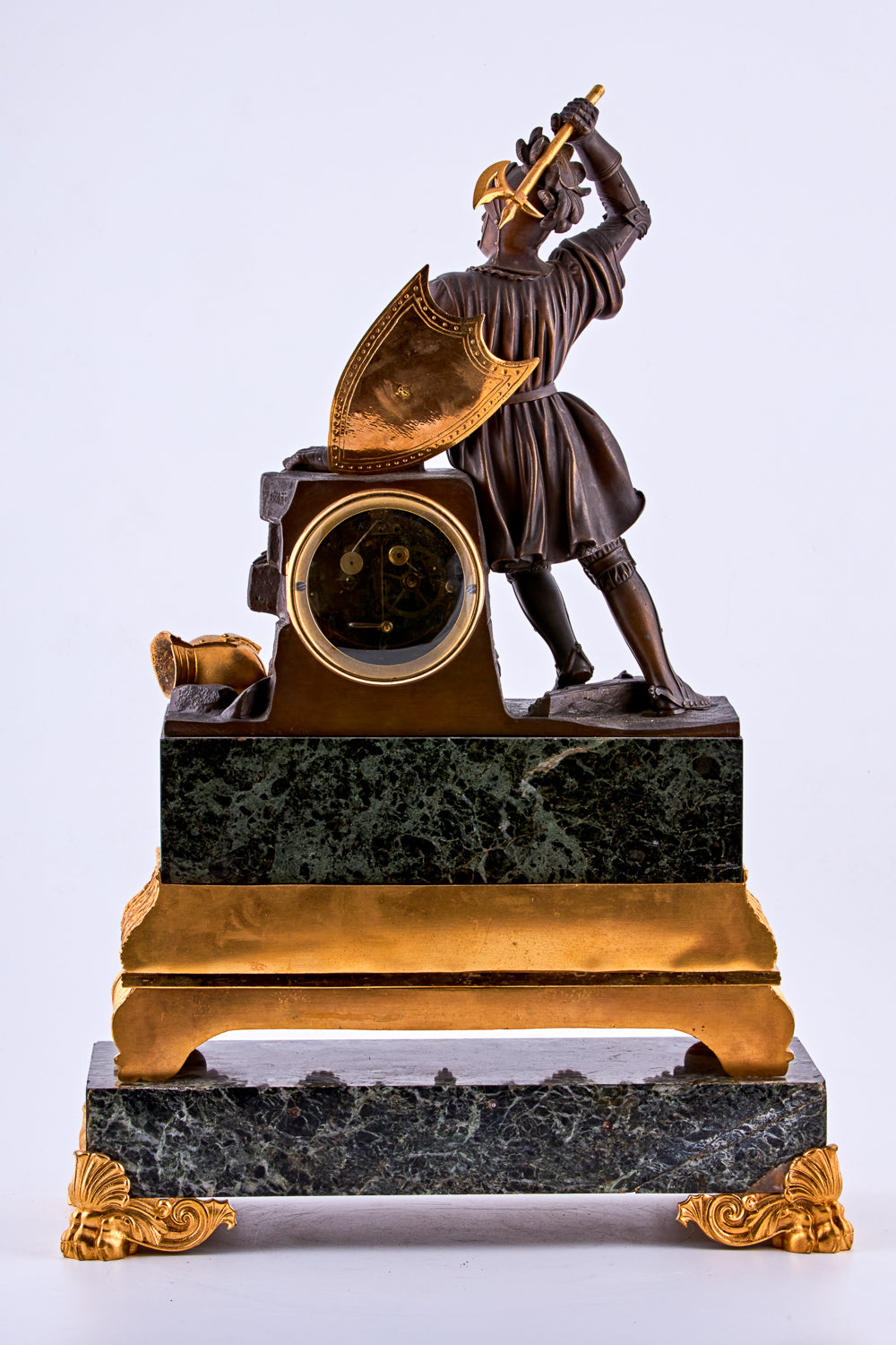 French Neoclassical clock with a gilt bronze figurine of a knight