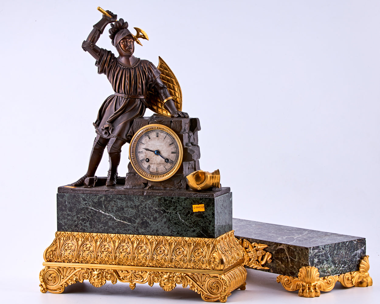 French Neoclassical clock with a gilt bronze figurine of a knight