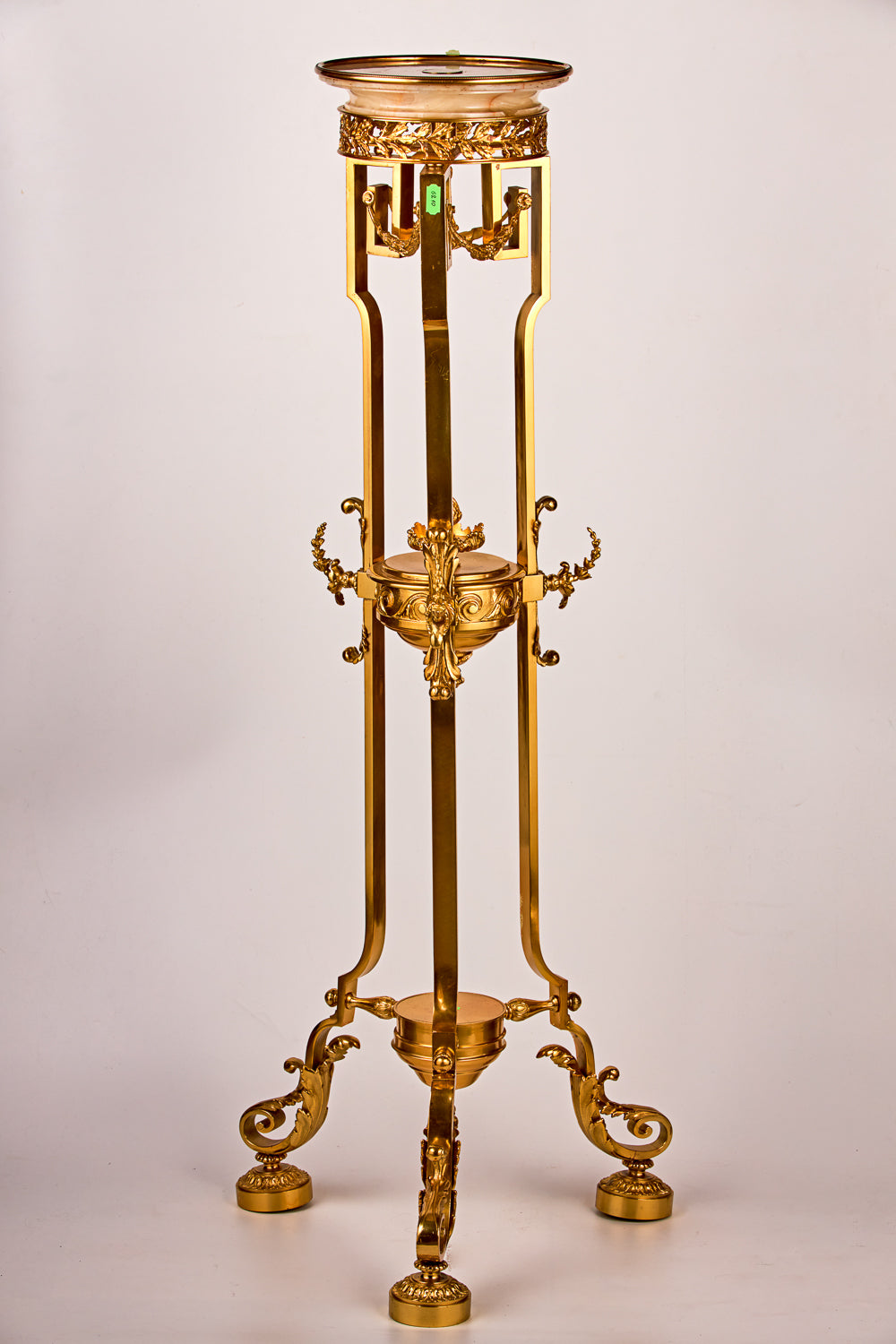 Gold plated bronze console with marble table-top