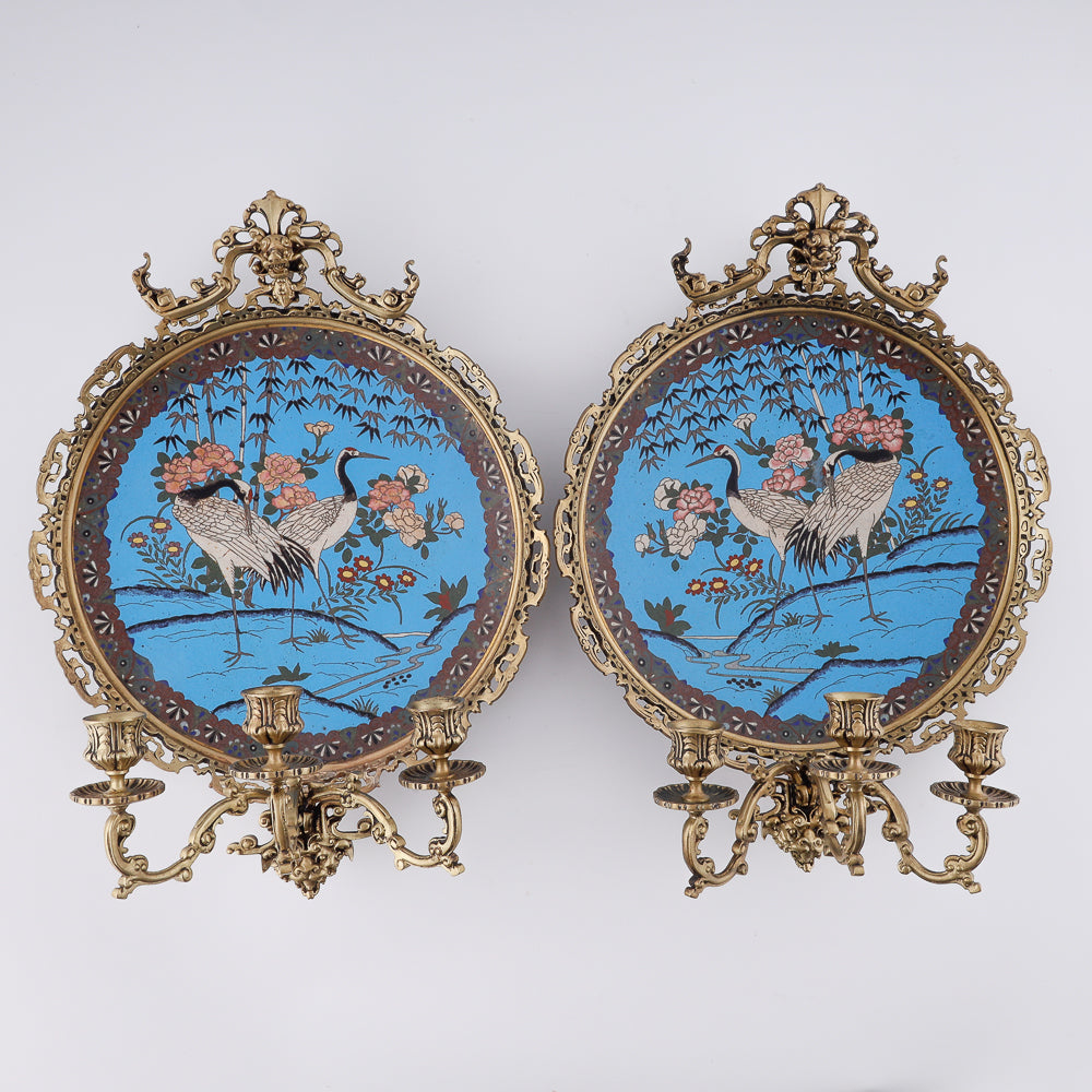 Antique cloissone enamel wall plates