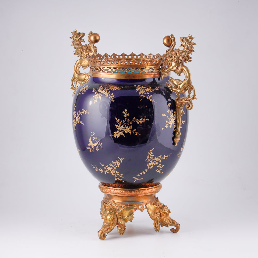 Sevres cobalt blue porcelain flower pot