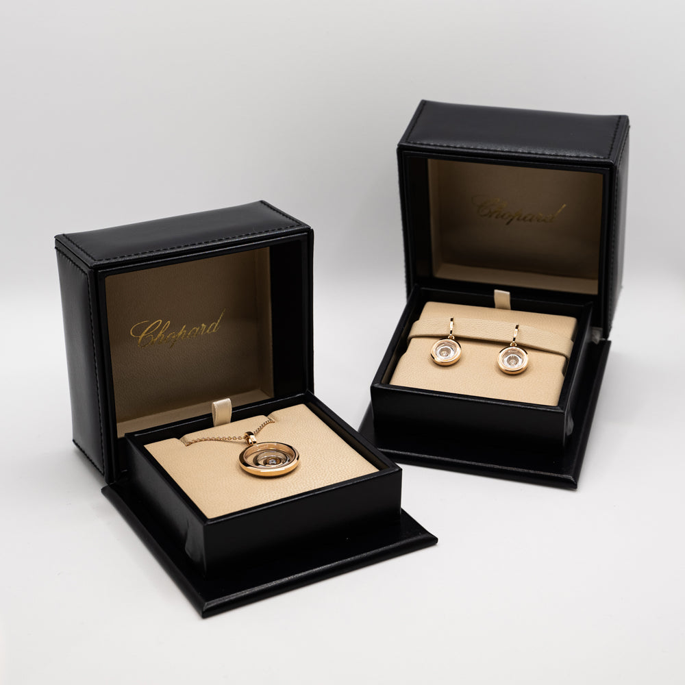 Chopard 18k white and rose gold earrings from "Happy Spirit" collection