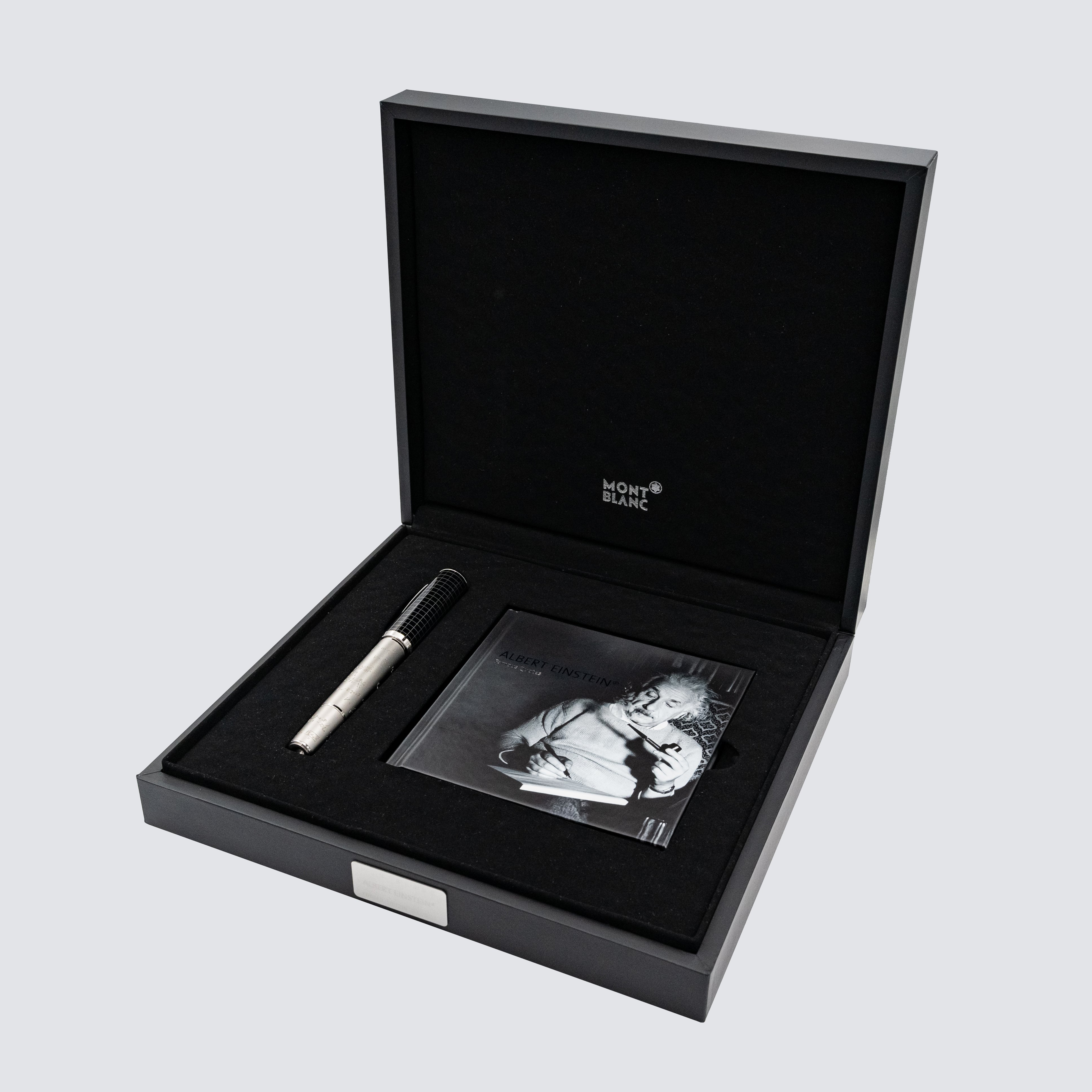 Montblanc Juego completo Edición limitada 3000 Pluma estilográfica Albert Einstein platinada