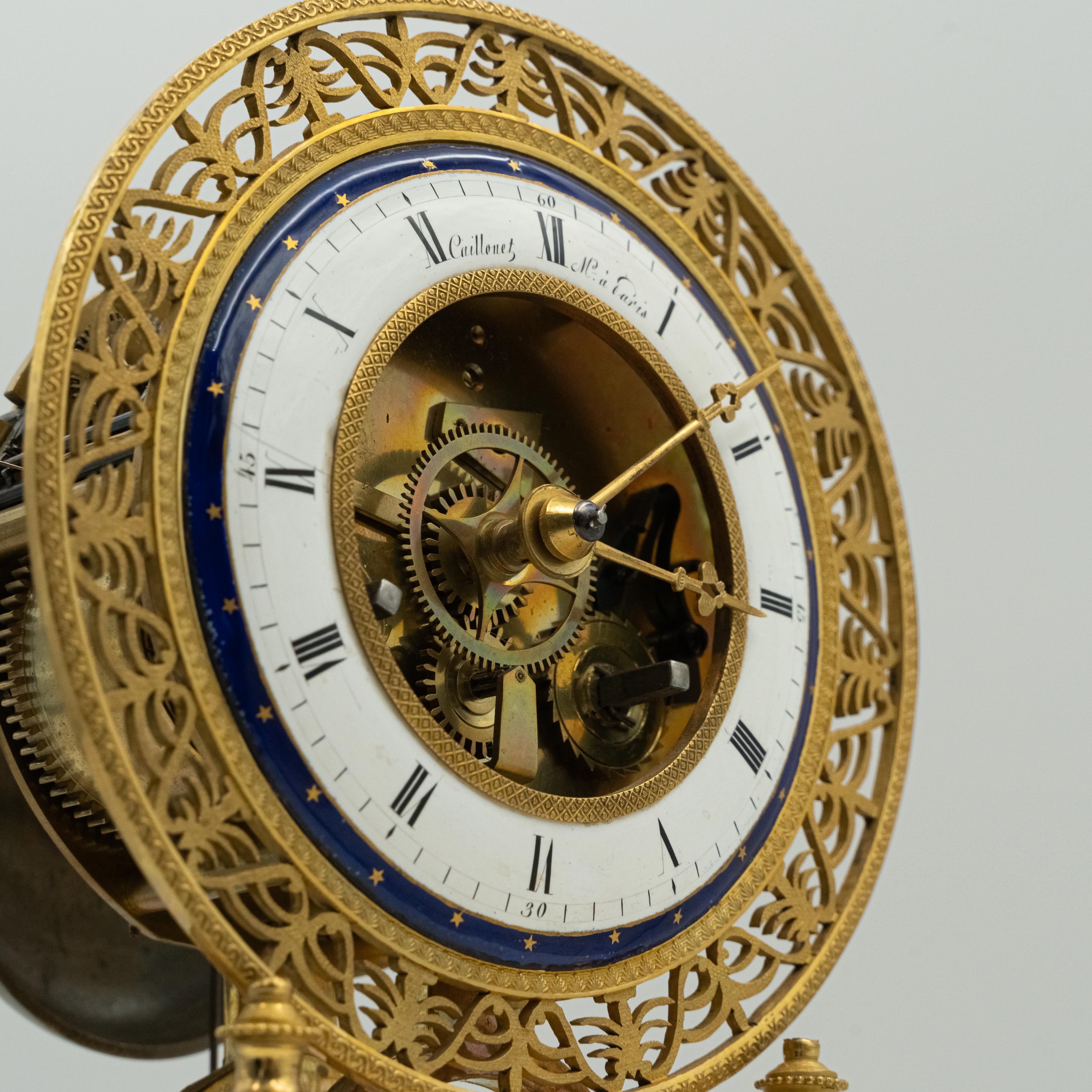 Antique French Fusee Skeleton table clock