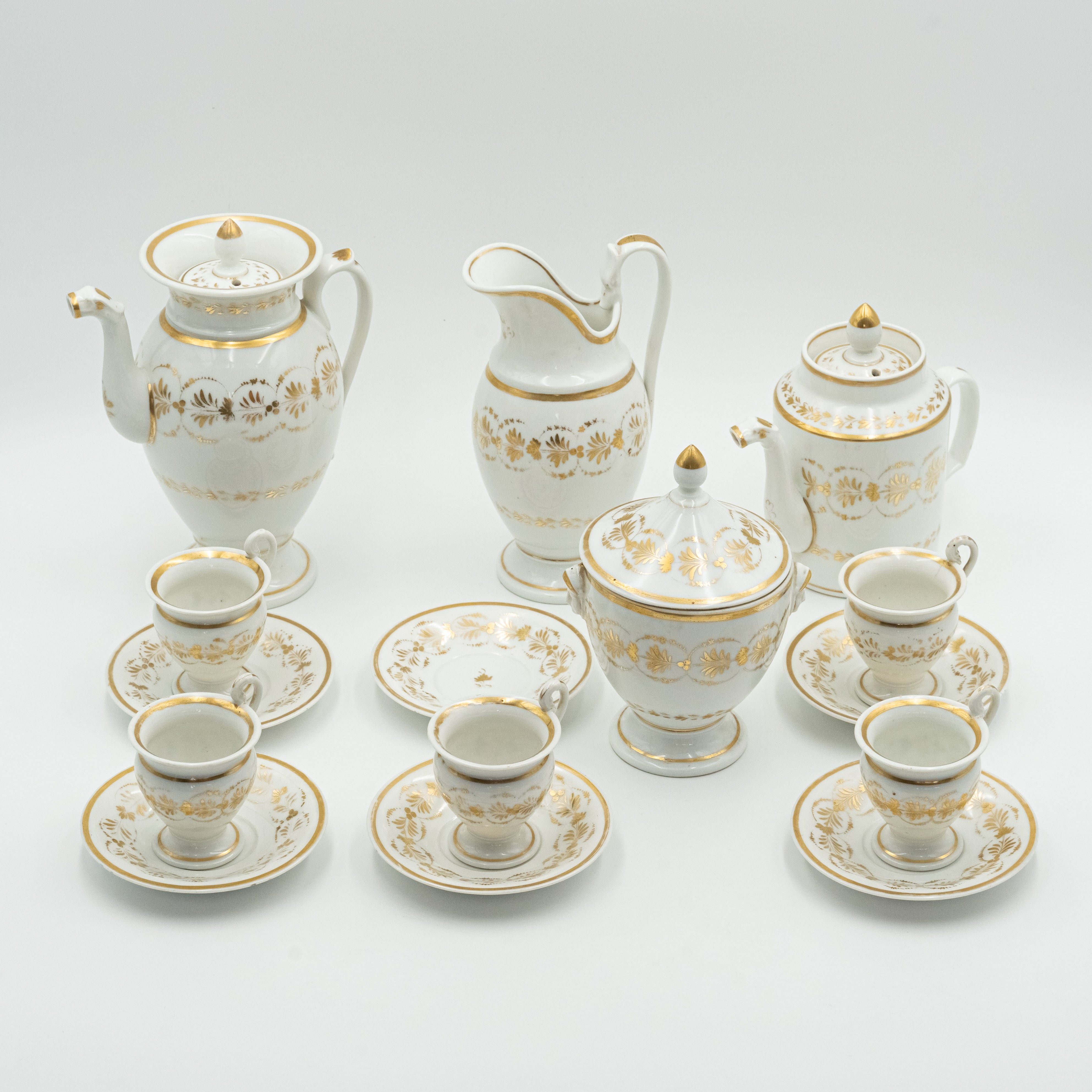 European porcelain tea and coffee set in the neo-Greek style of the 1830s