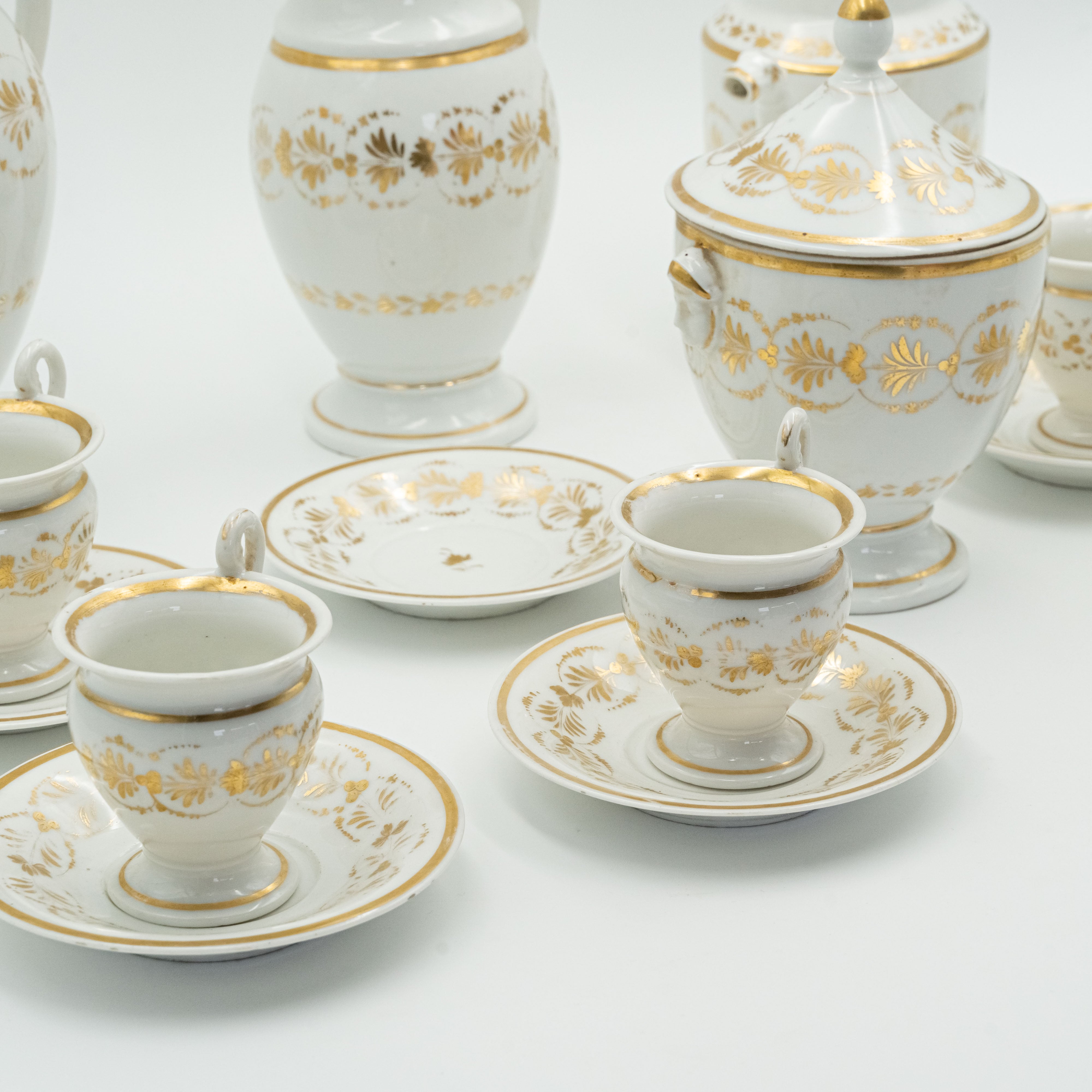 European porcelain tea and coffee set in the neo-Greek style of the 1830s