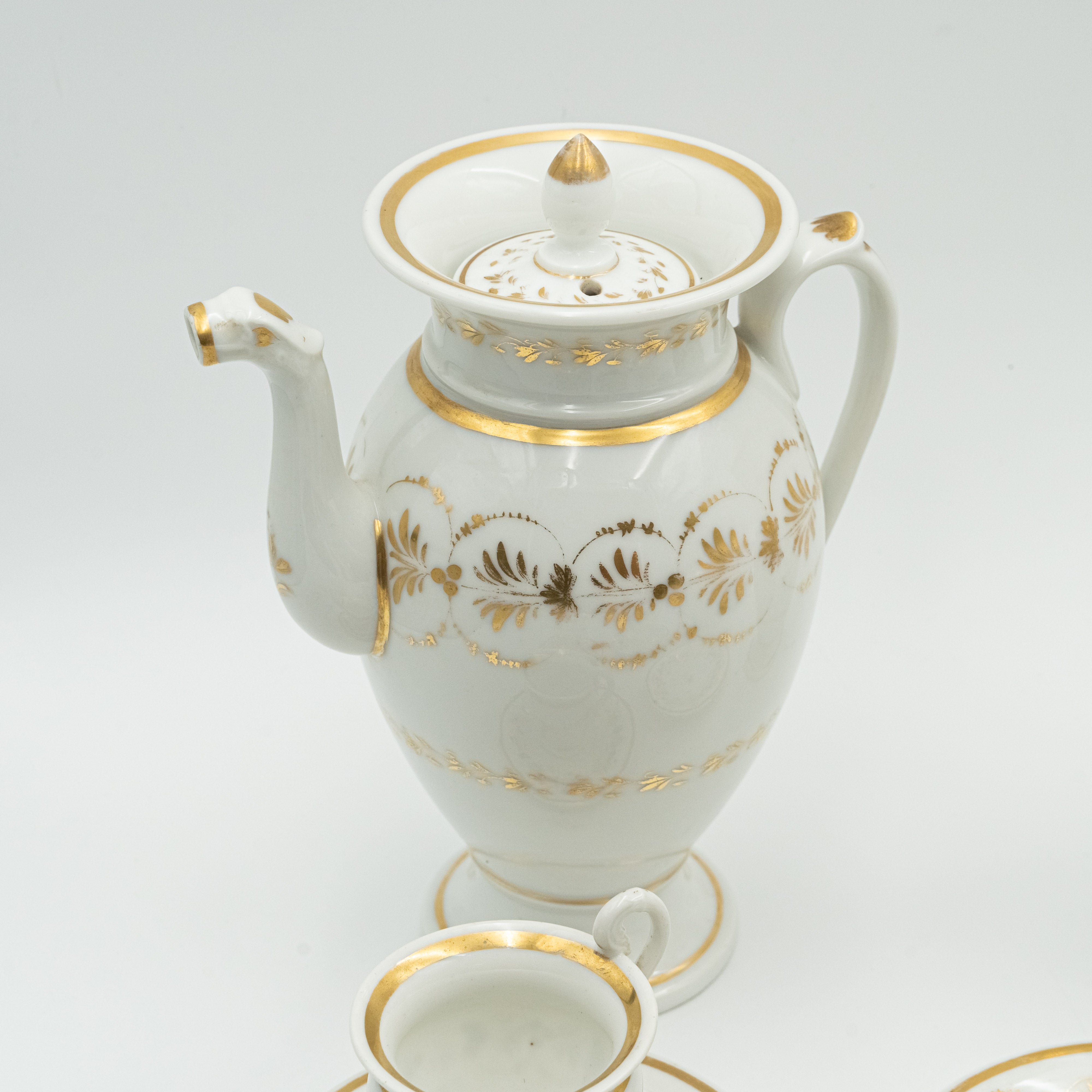 European porcelain tea and coffee set in the neo-Greek style of the 1830s