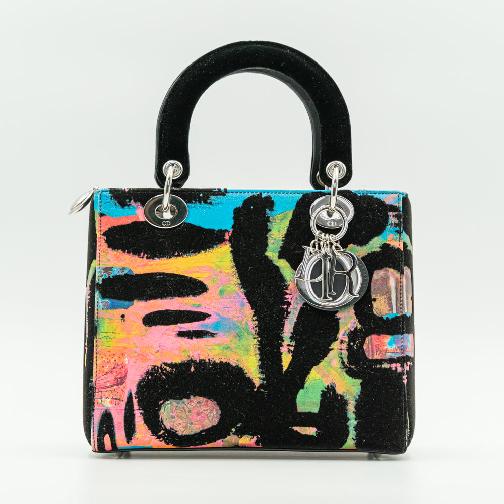 Bolso de mano Lady Dior Art de edición especial de tamaño mediano del artista Chris Martin