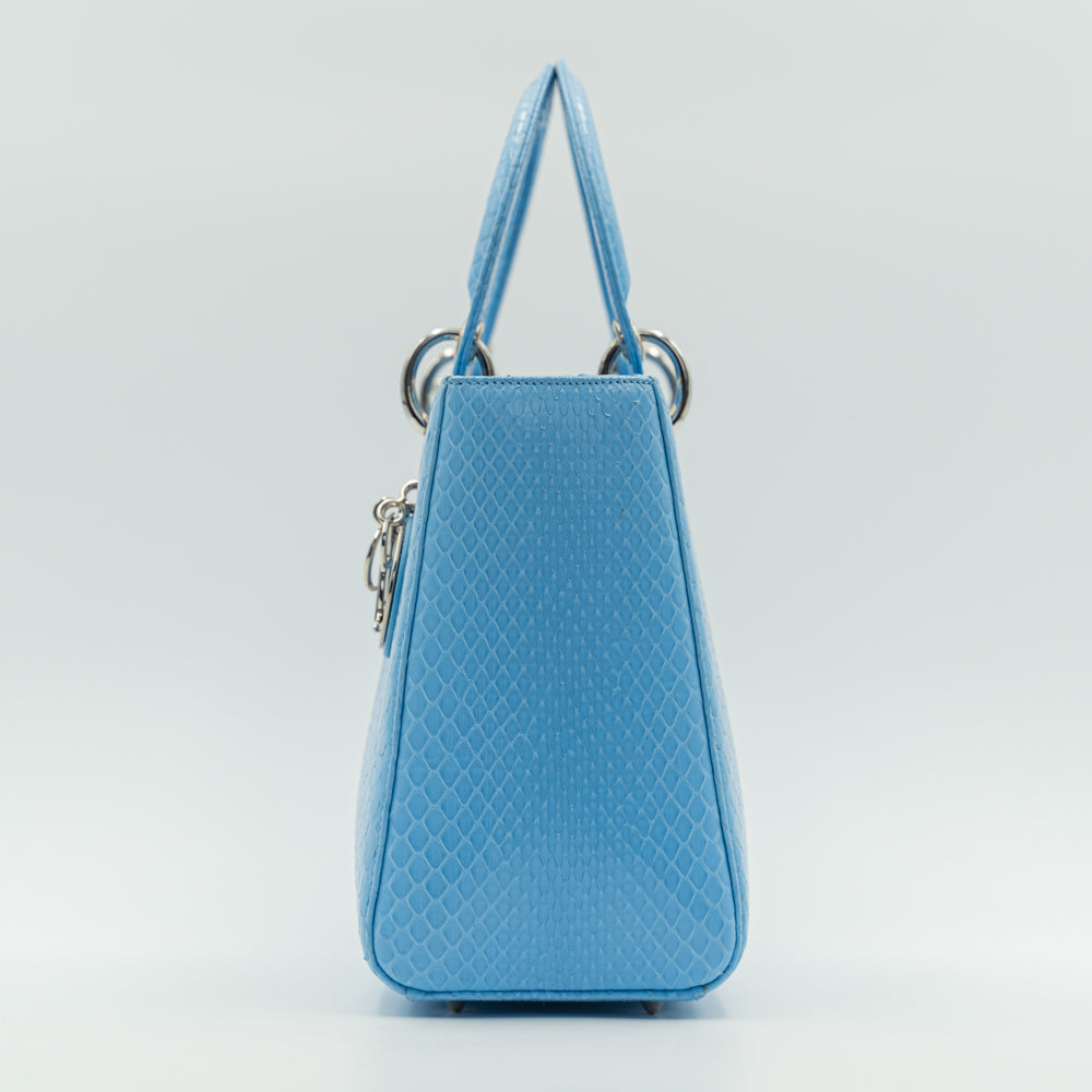 Lady Dior Special edition Medium size Glacier Blue Python skin Tote Bag