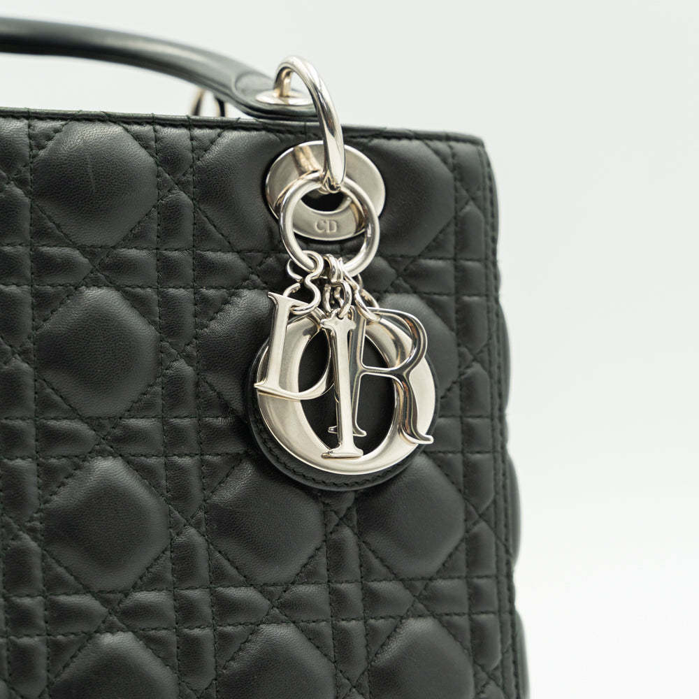 Lady Dior Medium size Totem black lambskin handbag