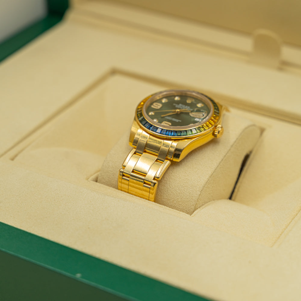 Rolex Pearlmaster 86348SABLV Verde oliva con bisel de zafiro