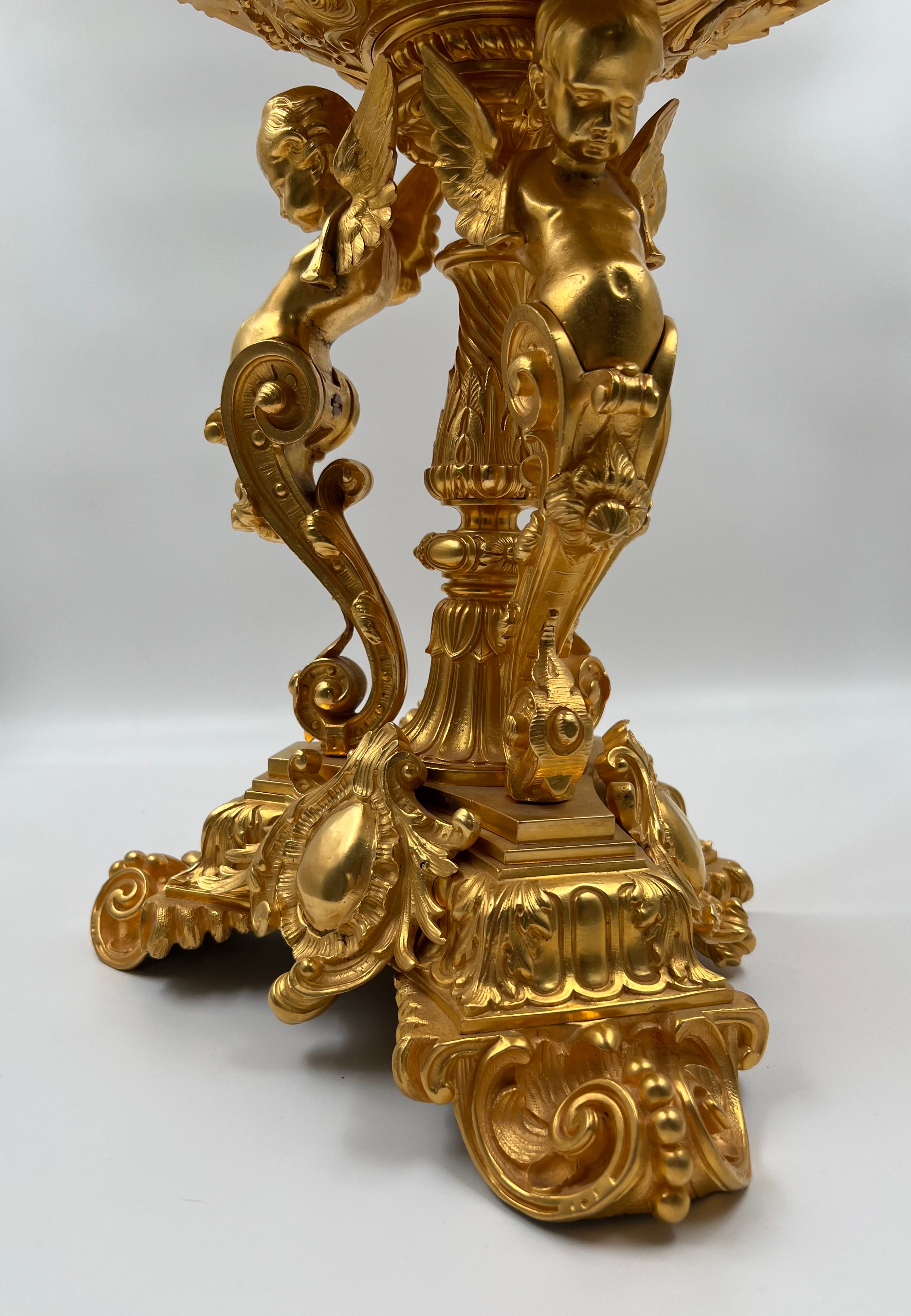 19th-century French gilded bronze planter vase