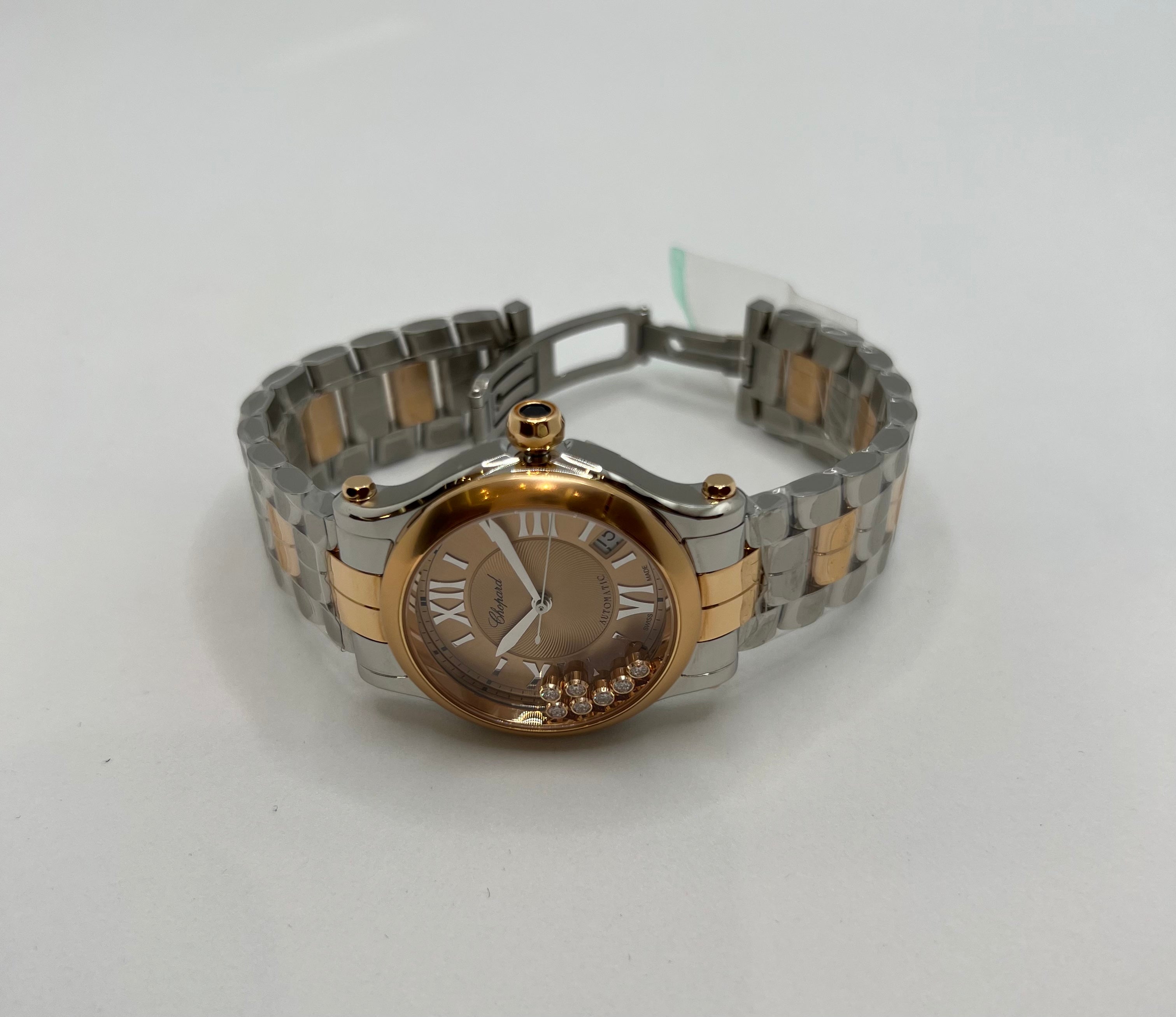 JUEGO COMPLETO RELOJ DE PULSERA AUTOMÁTICO CHOPARD HAPPY SPORT DE DOS TONOS PARA MUJER 33 MM