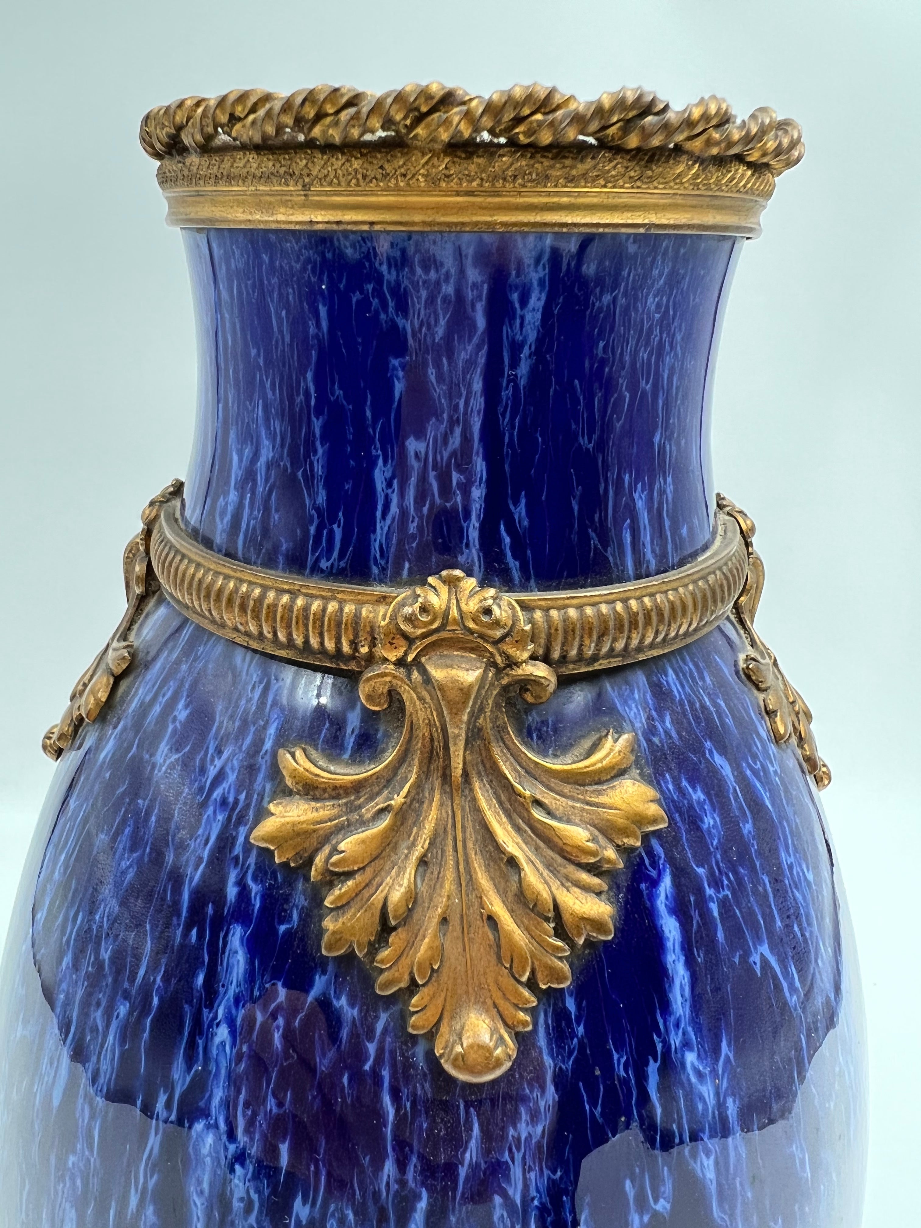 Antique Boch Freres Keramis (Co.) medium size cobalt blue vase