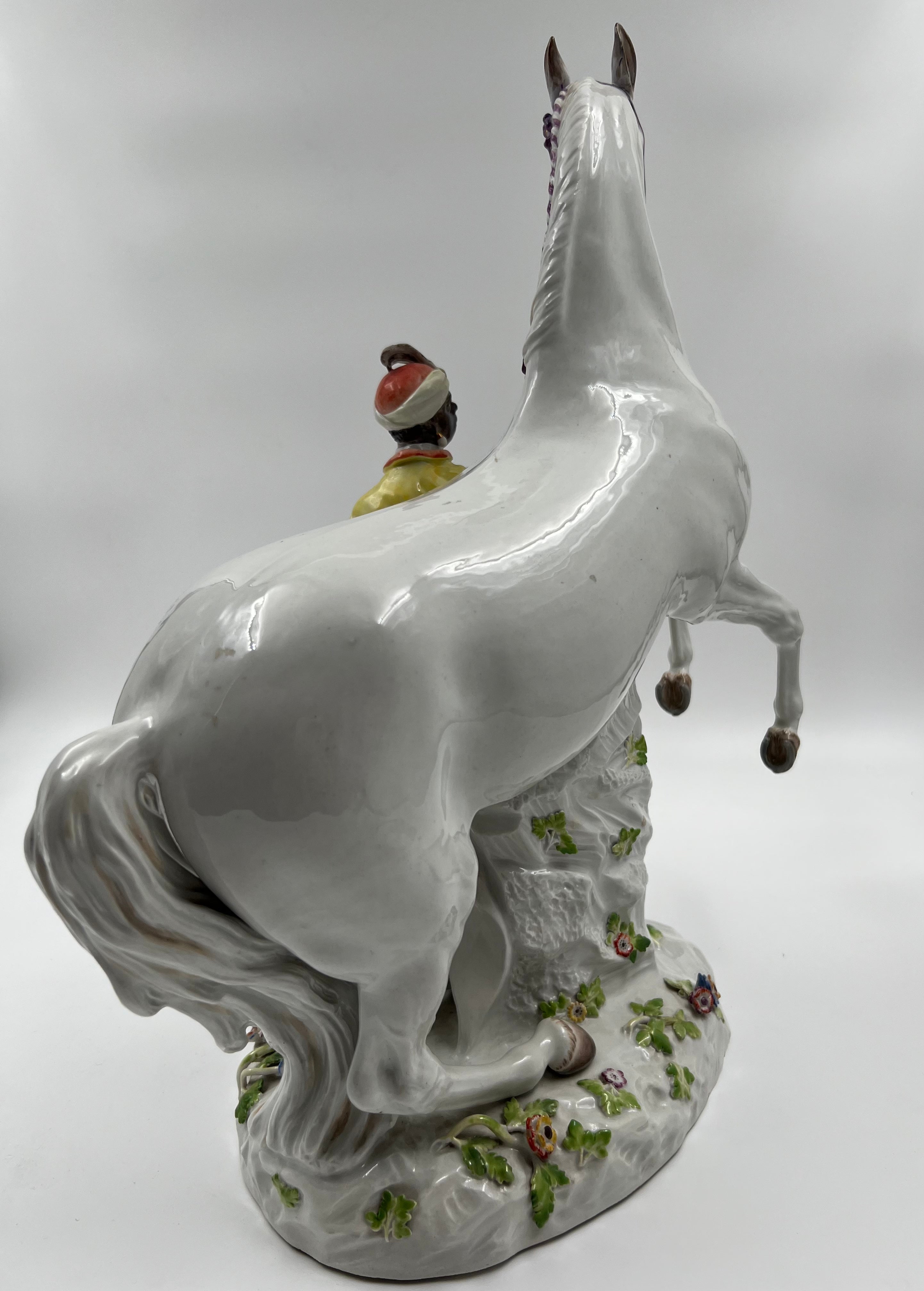 A large Meissen porcelain equestrian group of "a horse and handler"